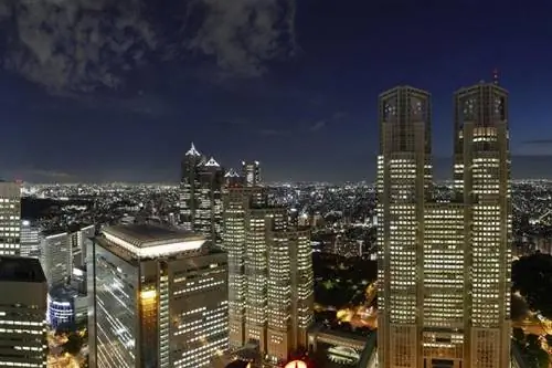 Вид на ночной свет отеля Keio Plaza