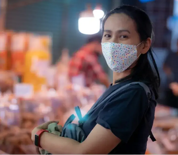 Таиланд женщина маска еда