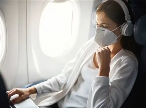 женщина пассажир маска ноутбук женщина