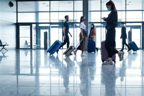 путешественники в аэропорту