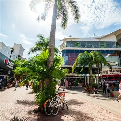 Плайя-дель-Кармен, Мексика - 27 декабря 2016 года: Люди делают покупки и отдыхают в торговом центре на знаменитой 5-й авеню, торговой улице на Плайя-дель-Кармен