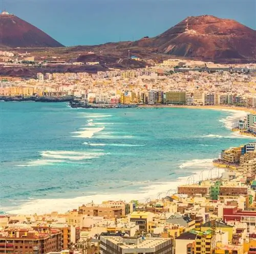 Город Гран-Канария-лас-Пальмас, пляж и горы