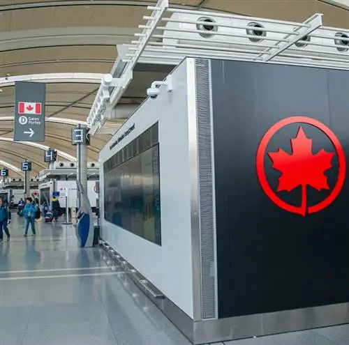 Торонто, Онтарио, Канада, 10 ноября 2019 г. - Люди идут с багажом в терминале 1 международного аэропорта Пирсон, Торонто.