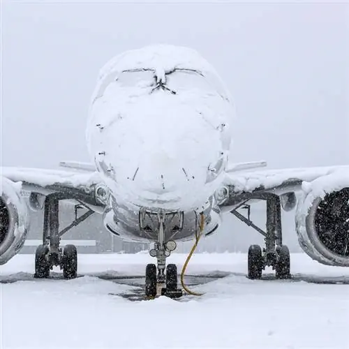 заснеженный самолет