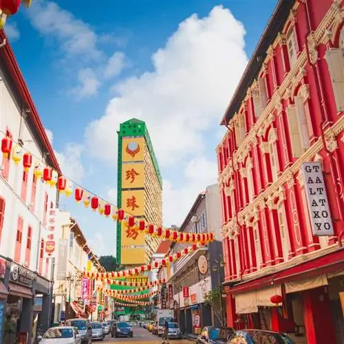 Широкоугольный вид на китайский квартал, Сингапур