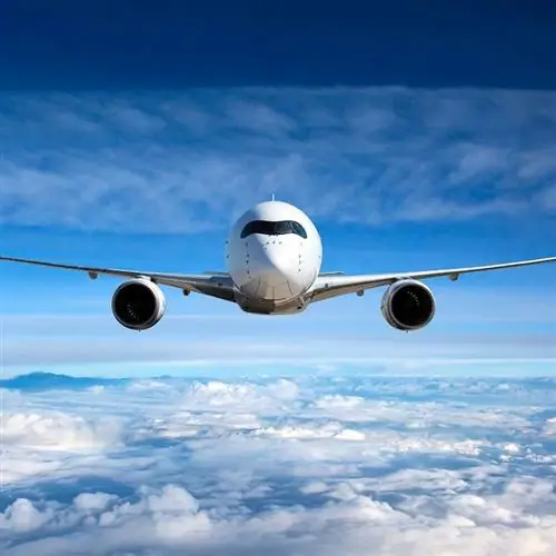 Самолет летит в небе