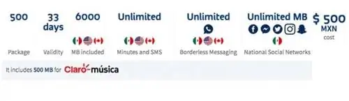 Пакет 500 на Telcel