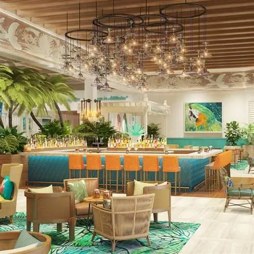 Бар в новом заповеднике острова Маргаритавилль на Ривьере Майя.