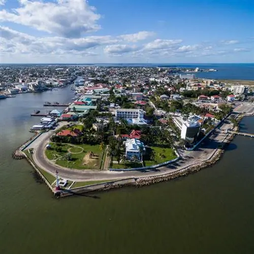 Вид с воздуха на городской пейзаж Белиза, Белиз, Центральная Америка