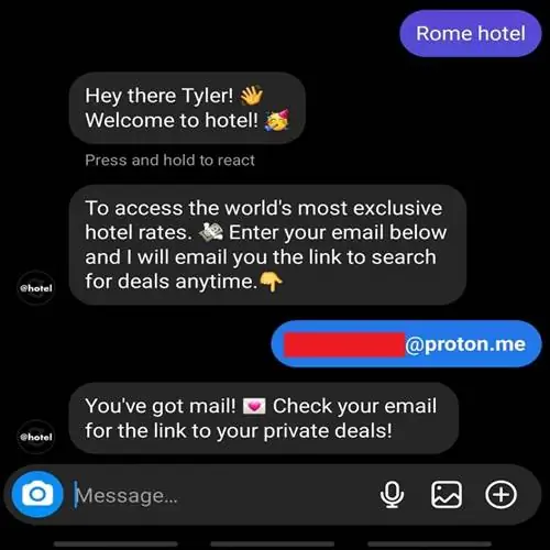 Скриншот прямого сообщения в инстаграм-аккаунте tripscout