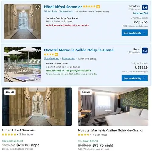 Сравнение тарифов между тарифами на сайте booking.com и в аккаунте Tripscout в Instagram