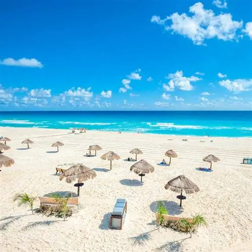 Пляжные хижины Канкуна на Ривьере Майя, Мексиканские Карибы, Мексика