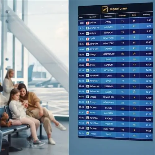 табло полета в аэропорту для путешествий