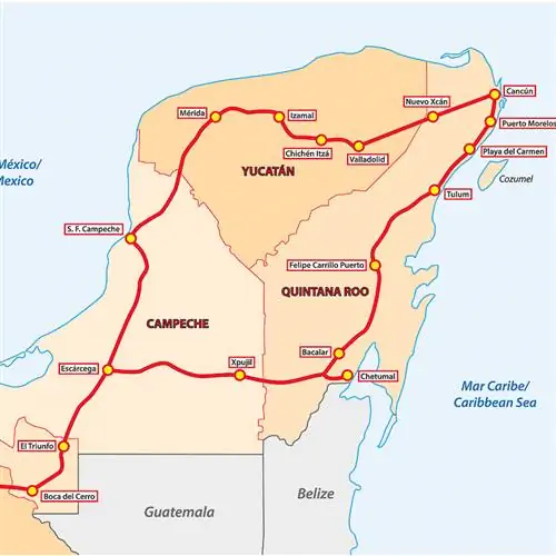 Маршрут поезда майя