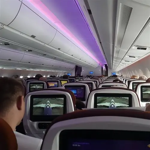 Пассажир Delta смотрит на экран в самолете