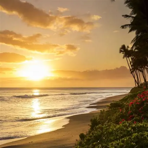 Пляж Каанапали, Мауи, Гавайи, на закате