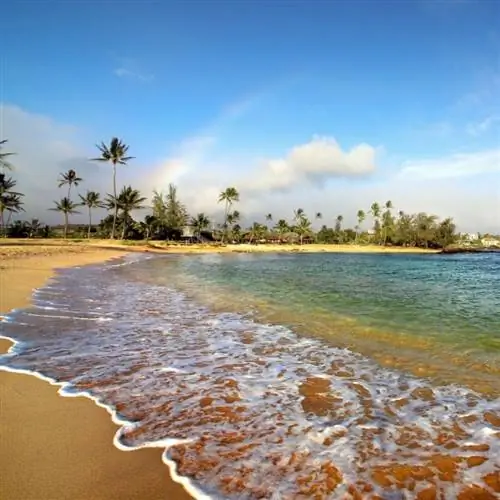 Пляж Поипу в водах Гавайев был на берегу