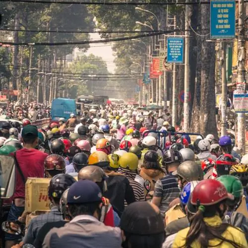 Пробка мотоциклов в Хошимине, Вьетнам.