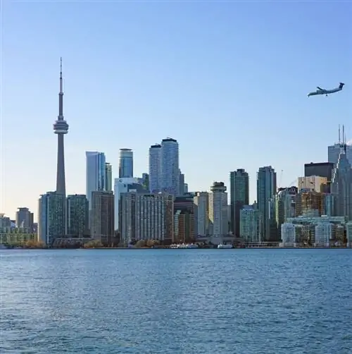 Самолет пролетел над горизонтом Торонто