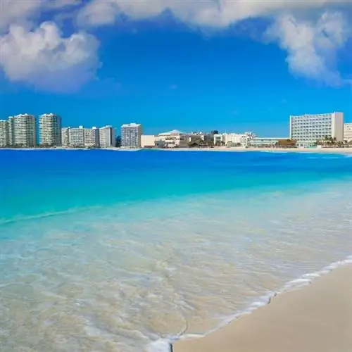 Зона отеля Канкуна, вид с пляжа Форум, Карибское море, Канкун, Кинтана-Роо, Ривьера-Майя, Мексика, Латинская Америка