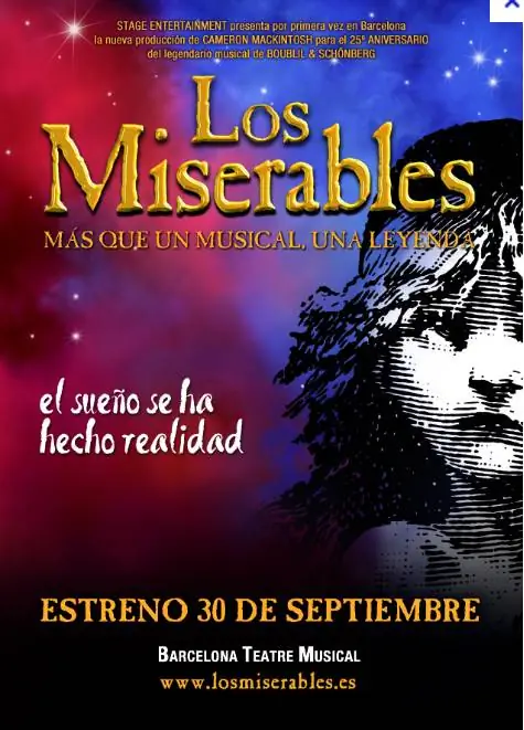 Плакат Los Miserables в Барселоне