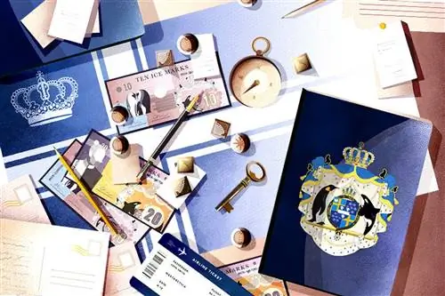 Валюта Вестарктики, ледяные знаки, изображенные рядом с флагом и печатью.