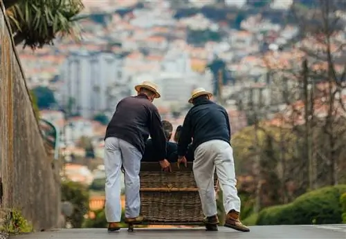Carros de cesto, тобогганы-корзины, управляемые профессиональными водителями, - незабываемый способ передвижения по Мадейре.