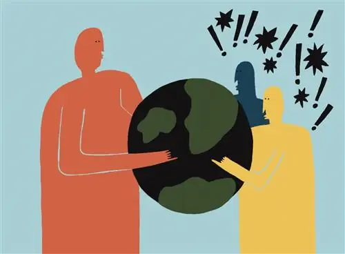 Иллюстрация трех человек, держащих земной шар Иллюстрация трех человек, держащих земной шар