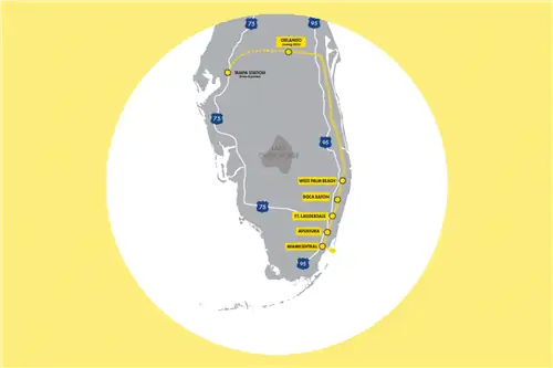 Карта движения поездов Brightline во Флориде