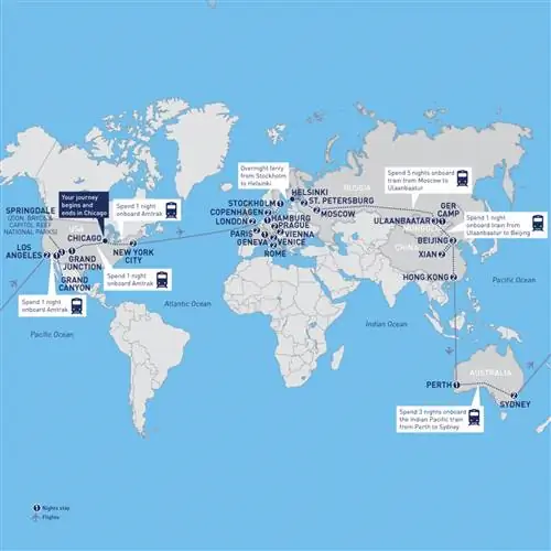 Полный маршрут поездки Railbooker «Вокруг света по железной дороге».
