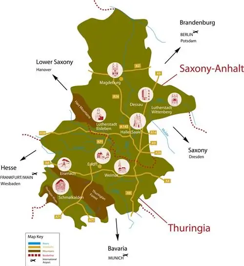 Земля Лютера находится в центральной Германии, на территории земель Тюрингия и Саксония-Анхальт.
