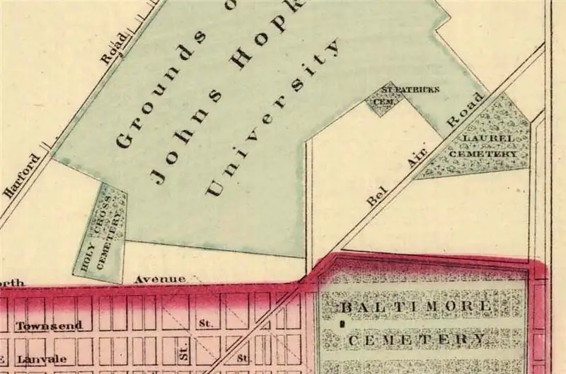 Карта 1876 года с изображением Лаврового кладбища