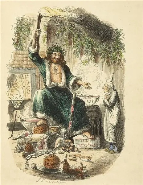 «В «Рождественской песне» призрак рождественского подарка сидел среди мисок с пуншем, от которых в зале царил восхитительный пар»