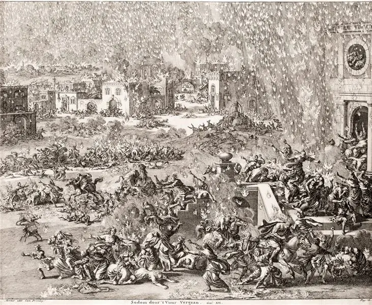 Гравюра Яна Луйкена 1700 года, изображающая разрушение библейского Содома