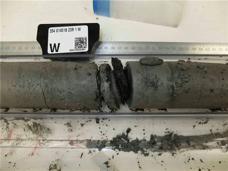 Слой отложений пересекает черная полоса скопившейся древесины