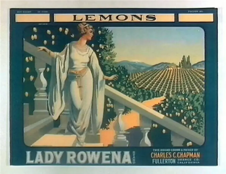 Этикетка ящика бренда Lady Rowena, 1920 год