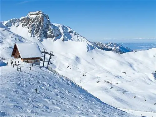 Лыжники на склонах Флумзерберга, Санкт-Галлен, Швейцария