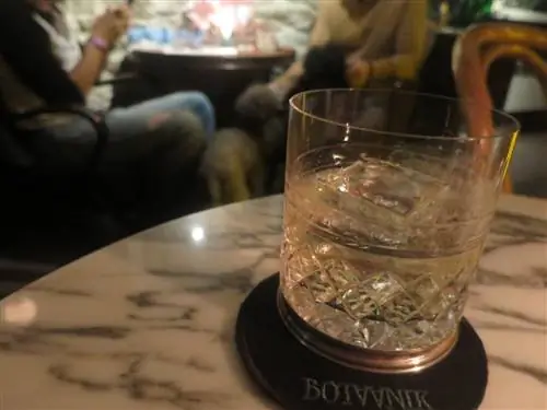 Таллиннская еда - Негрони с белым трюфелем в таллиннском баре Botaanik Bar с трюфельным джином, вермутом, аперитивным вином и ликером из корня горечавки