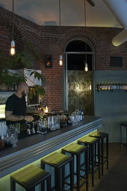 Бармен за барной стойкой в коктейль-баре Milan's Botanical Club.