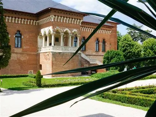 Внешний вид дворца Могошоая за пределами Бухареста, вид со двора