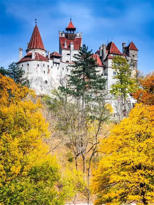 Вид на замок Бран в Трансильвании в осенний день