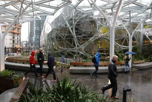Люди совершают экскурсию во время торжественного открытия Amazon Spheres в Сиэтле.