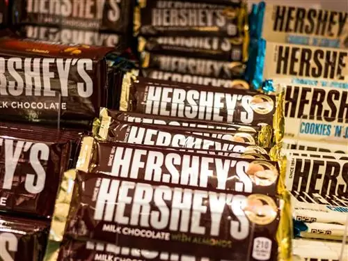 Ряды шоколадных батончиков Hershey's в шоколадном мире Hershey's