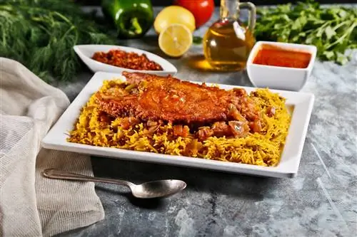 Рыба, С, Рис, И, Помидор, Соус, majboos, Hamour