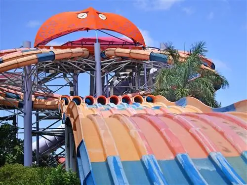 Альтернативы Диснея - в Мире Белой Воды Dreamworld есть огромное морское существо, наблюдающее за 8 водными горками, выходящими изо рта.
