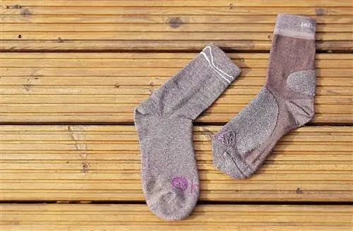 Носки Kora Upside Down Socks, показанные фиолетовым цветом, с дополнительной прокладкой на верхней части стопы и задней части пятки.
