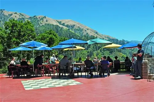 Посетители на террасе ресторана Nepenthe.