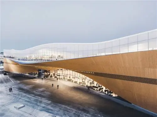 Современный стильный внешний вид Oodi в Хельсинки