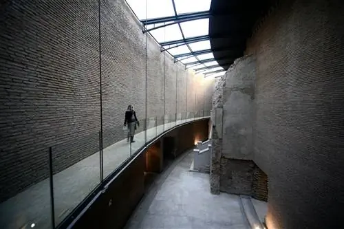 Фотография рабочего, наблюдающего за работами внутри Мавзолея.