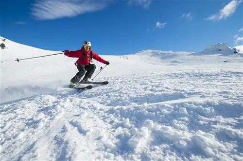 Особенности - Лыжник поворачивается в день голубого неба